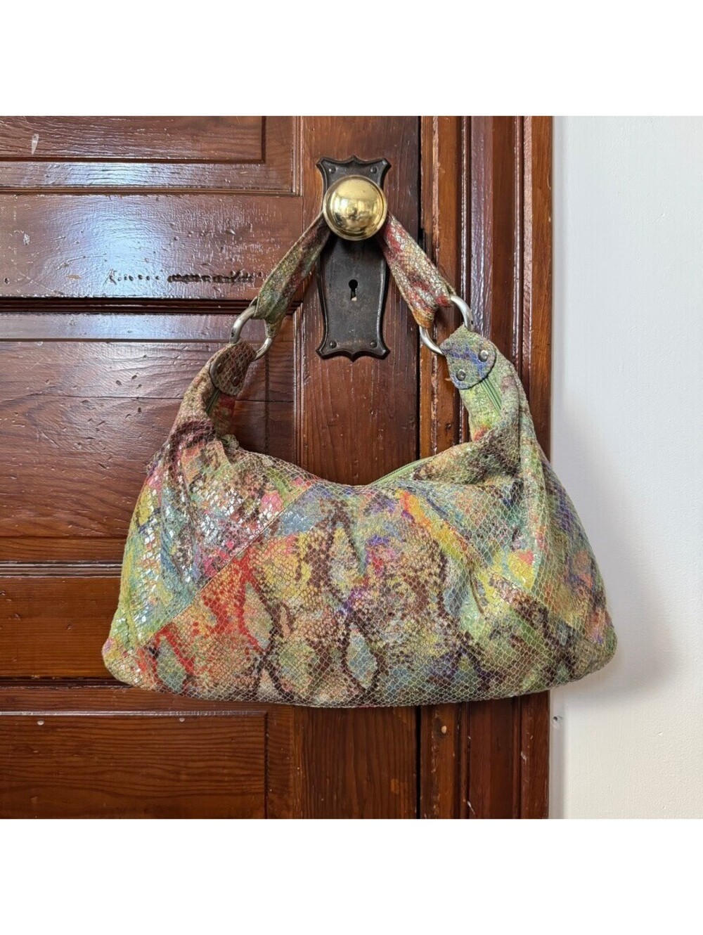 HOBO Rainbow Snakeskin Paulette Slouchy Shoulder Bag